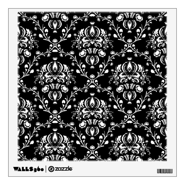 Black and White Damask Wall Sticker (Front)