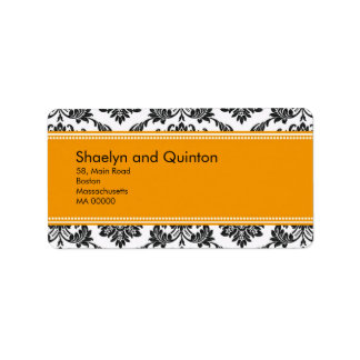 Black and White Damask Wedding Address Labels