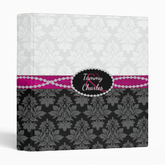 Black and White Damask Wedding Album Binder