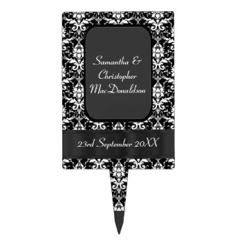 Black And White Damask Wedding Cake Topper by personalized_wedding at Zazzle