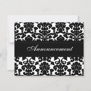 Black and White Damask Wedding Cancellation Card