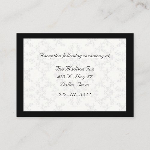 Black and white damask Wedding enclosure cards Business Card