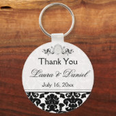 Black and White Damask Wedding Favor Keychain (Front)