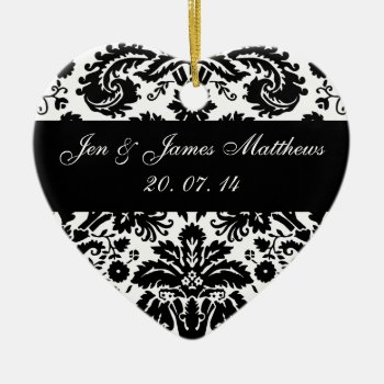 Black And White Damask Wedding Favour Ornament by epclarke at Zazzle