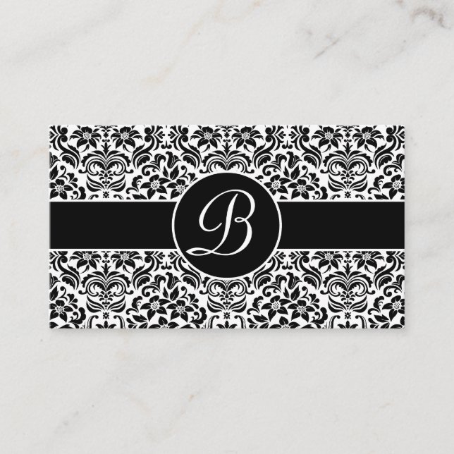 Black and White Damask Wedding Gift Registry Cards (Front)