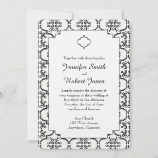 Black and White Damask Wedding Invitation