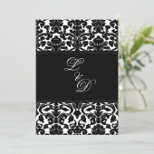 Black and White Damask Wedding Invitation (Standing Front)