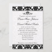 Black and White Damask Wedding Invitation (Back)