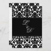 Black and White Damask Wedding Invitation (Front/Back)