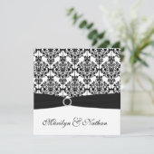 Black and White Damask Wedding Invitation (Standing Front)
