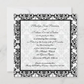 Black and White Damask Wedding Invitation (Back)