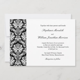 Black and White Damask Wedding Invitation