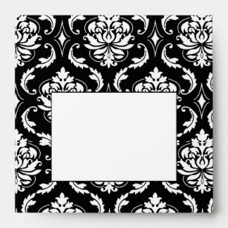 Black and White Damask Wedding Invitation Envelope