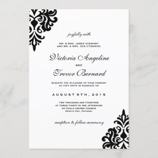 Black and White Damask Wedding Invitations