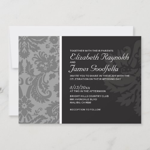 Black And White Damask Wedding Invitations