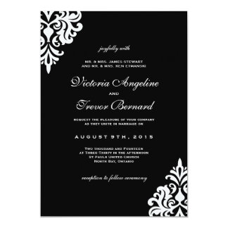 Black and White Damask Wedding Invitations
