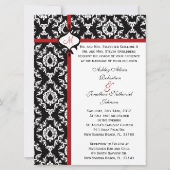 Black And White Damask Wedding Invite by ForeverAndEverAfter at Zazzle