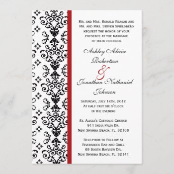 Black And White Damask Wedding Invite by ForeverAndEverAfter at Zazzle