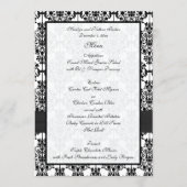 Black and White Damask Wedding Menu Card (Back)