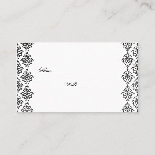 Black and White Damask Wedding Place Cards Business Card