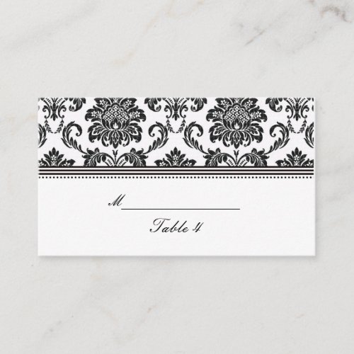 Black and White Damask Wedding Place Cards Business Cards