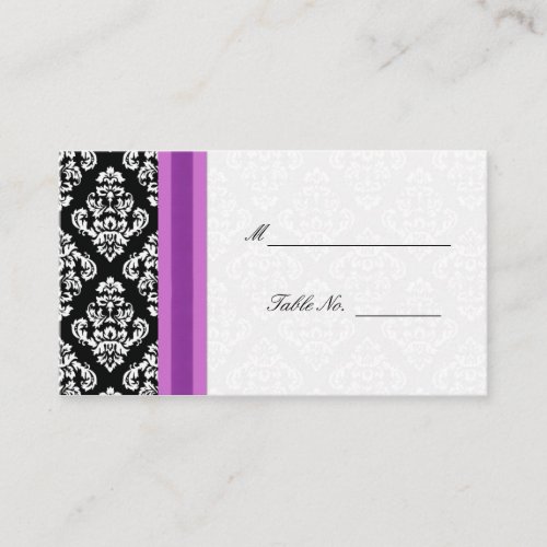 Black and White Damask Wedding Placecards Business Card Templates