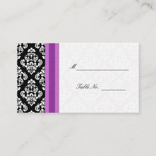 Customizable Black and White Damask Wedding Placecards Business Card Templates