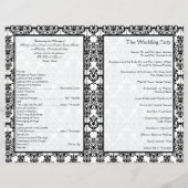 Black and White Damask Wedding Program (Back)