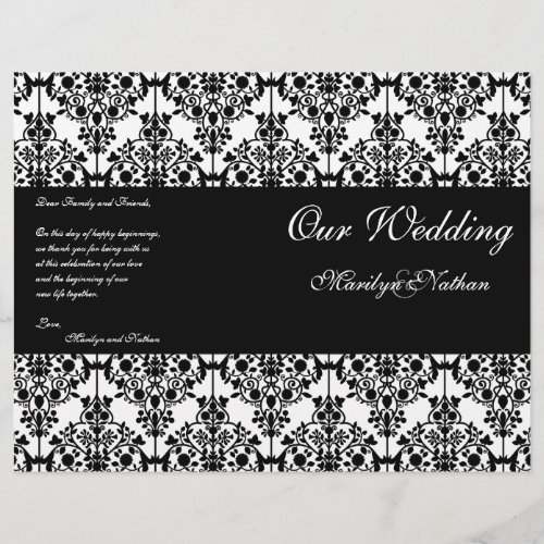 Black and White Damask Wedding Program