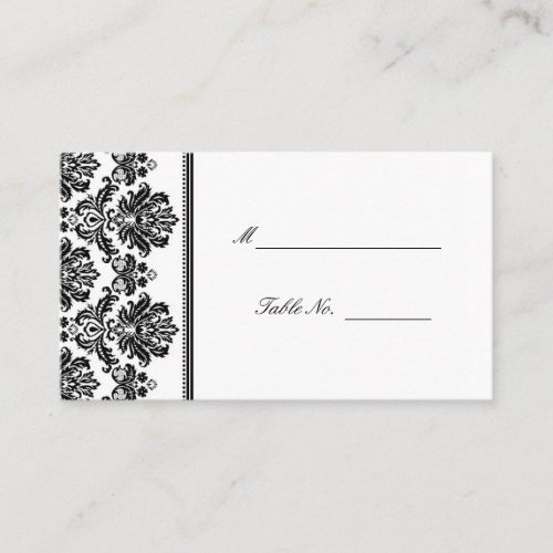 Black and White Damask Wedding Seating Placecards Business Card Templates