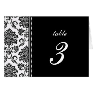 Black and White Damask Wedding Table Number