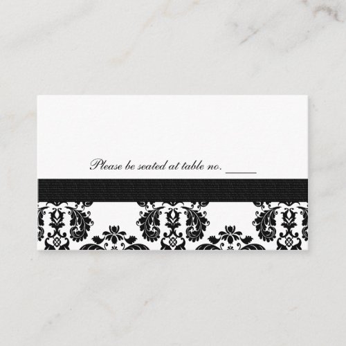 Black and White Damask Wedding Table Place Cards Business Cards