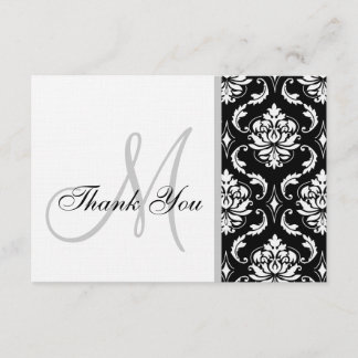 Black and White Damask Wedding Thank You Card