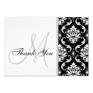 Black and White Damask Wedding Thank You Card