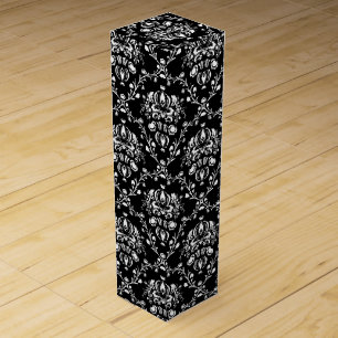 Black and White Damask Wine Gift Box