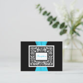 Black and White Damask with Blue Enclosure Card (Standing Front)