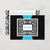 Black and White Damask with Blue Enclosure Card (Front/Back)
