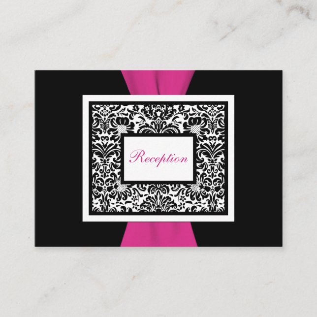 Black and White Damask with Pink Enclosure Card (Front)