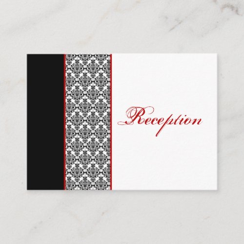 Black and White Damask with Red Enclosure Card Business Card