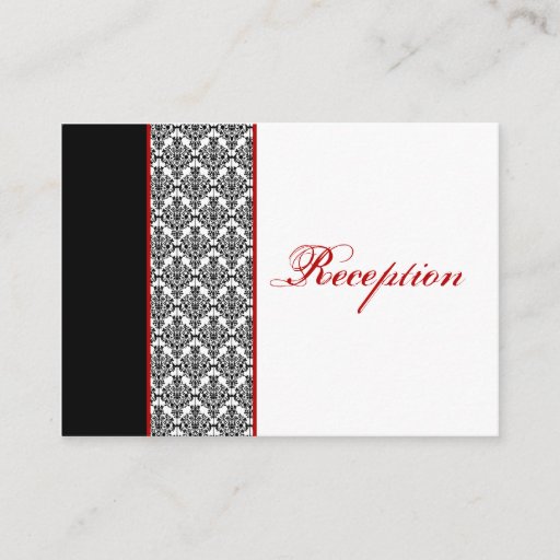 Customizable Black and White Damask with Red Enclosure Card Business Card