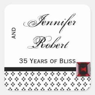 Black and White Damask with Ruby Envelope Seal