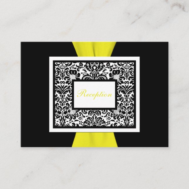 Black and White Damask with Yellow Enclosure Card (Front)