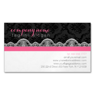 Black And White Damasks And Lace Wedding Planer Business Card Magnet