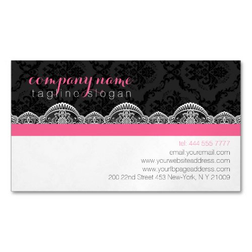 Black And White Damasks And Lace Wedding Planer Business Card Magnet