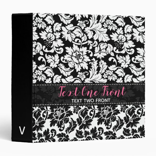 Black And White Damasks Binder (Front/Spine)