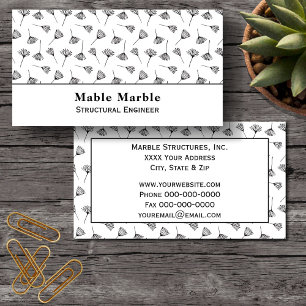 Black and White Dandelion Scatter Botanicals Business Card