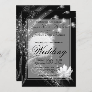 Black and White Dandelion Wedding Invitation