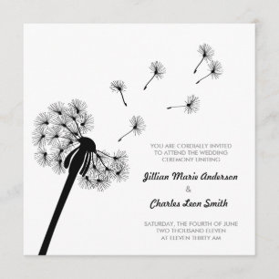Black and White Dandelion Wedding Invitation