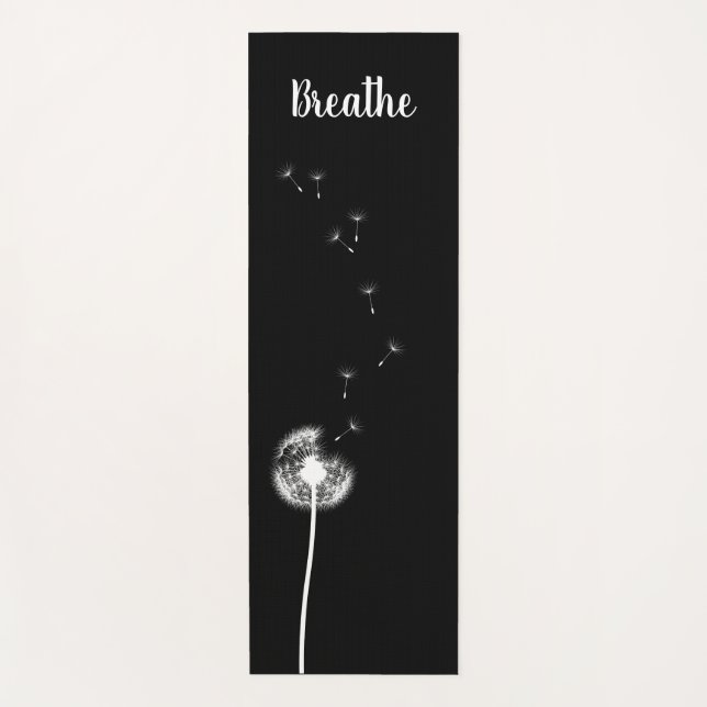 Black and White Dandelion Yoga Mat (Front)