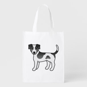 Black And White Danish-Swedish Farmdog Cartoon Dog Grocery Bag